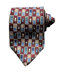 Christian Dior Monsieur Mens Tie Necktie Multicolor Geometric Tied USA Classic